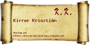 Kirrer Krisztián névjegykártya