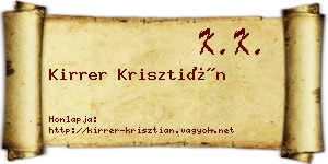 Kirrer Krisztián névjegykártya